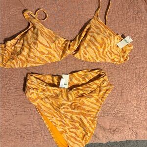Aerie Yellow and Orange Bikini Top